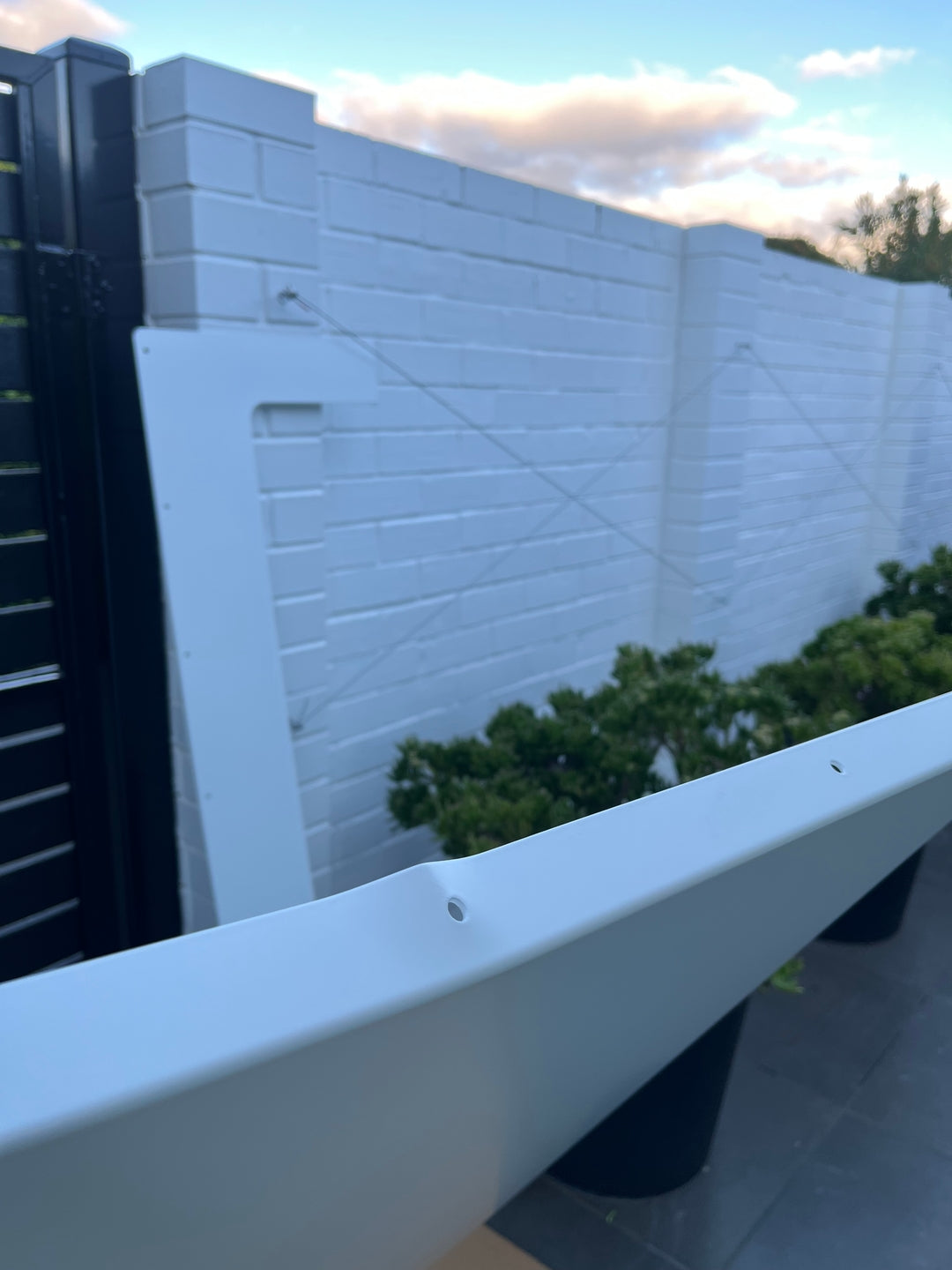 XL Solar Battery Cover in Dover White installed - customer photo