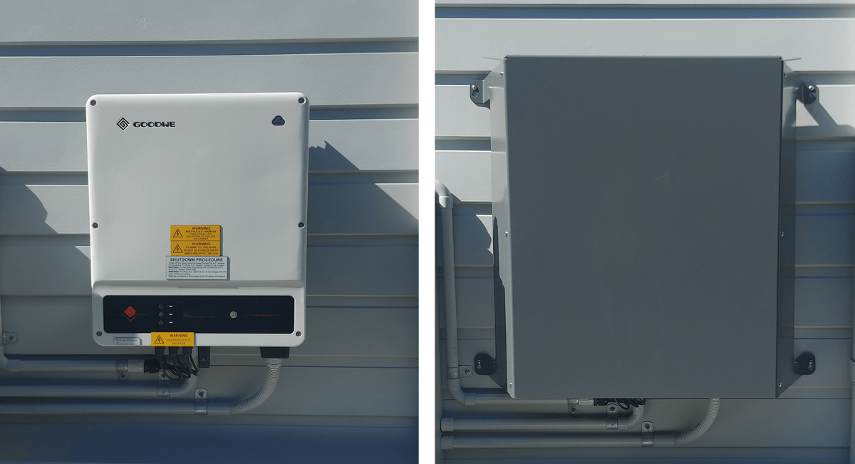 Before and After Solar Inverter Cover Installed - Basalt (Universal) - Sunny Covers