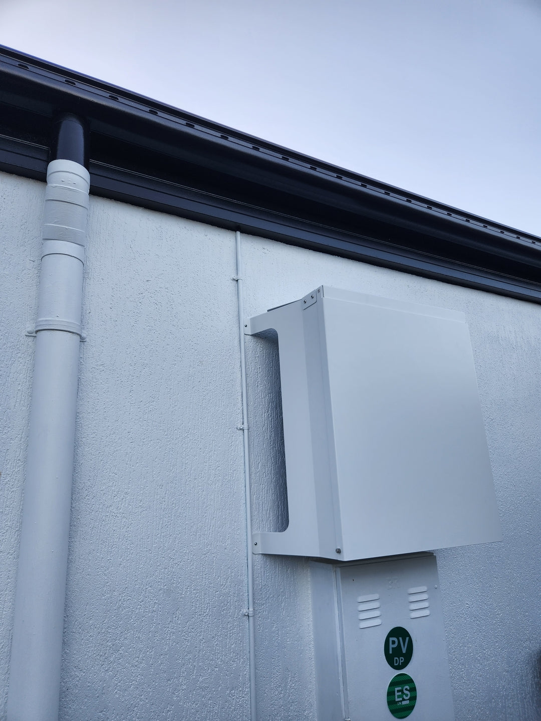 Solar Inverter Cover in Dover White installed - customer photo