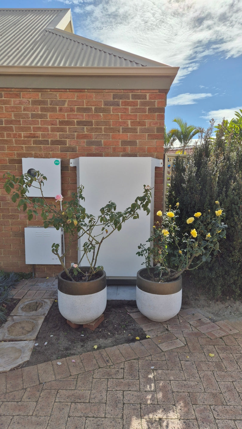 XL Solar Battery Cover in Dover White installed - customer photo